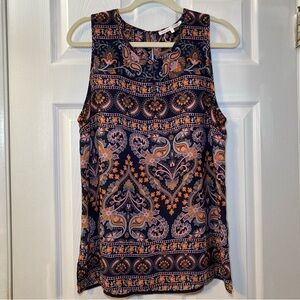 VGUC Violet & Claire Navy and Orange Sleeveless Blouse Women’s Size L